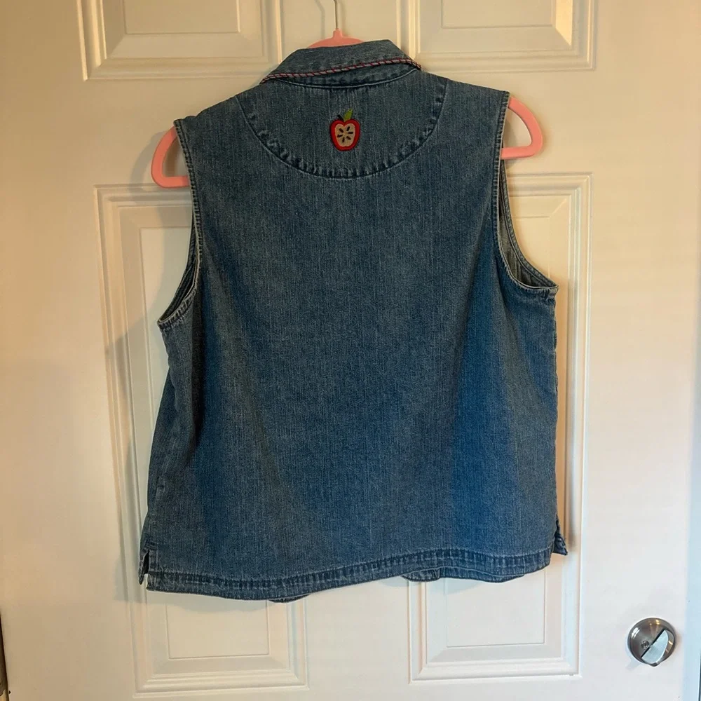 Christopher & Banks Denim Shirt Jacket - Blue. Teacher/school themed embroidery - Picture 6 of 7